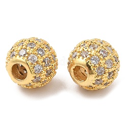 Brass Micro Pave Clear Cubic Zirconia Beads&nbsp;KK-I705-13G