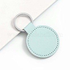 カットホロー PUレザーキーホルダー 10個  メタルキーリング付き  フラットラウンド  ダークシーグリーン  84x50mm&nbsp;KEYC-CL0001-09A