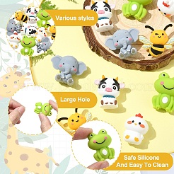 10 個 5 スタイル食品グレードの環境に優しいシリコーン焦点ビーズ  混合図形  23~30x18~30x14~16mm  穴：3mm  2個/スタイル&nbsp;SIL-YW0001-80