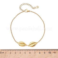 3Pcs 3 Styles Summer Beach 304 Stainless Steel Shell Shape Link Anklets for Women&nbsp;AJEW-AN00766