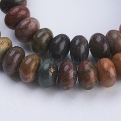 Natural Polychrome Jasper/Picasso Stone/Picasso Jasper Beads Strands&nbsp;X-G-P354-03-8x5mm
