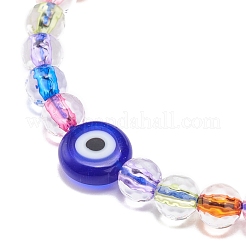 Acrylic Evil Eye & Round Lampwork Braided Bead Bracelet for Women&nbsp;BJEW-JB08379