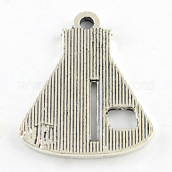 チベットスタイルのコンテナ合金チャーム  鉛フリー＆カドミウムフリー  アンティークシルバー  26x21x1.5mm  穴：2mm  約375個/1000g&nbsp;TIBEP-Q054-13AS-RS