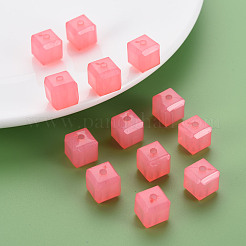 模造ゼリーアクリルビーズ  キューブ  鮭色  11.5x11x11mm  穴：2.5mm  約528個/500g&nbsp;MACR-S373-89-E03