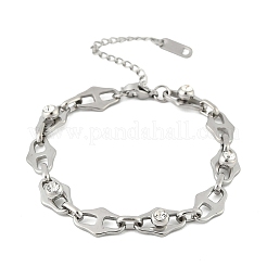 304 Stainless Steel Micro Pave Cubic Zirconia Link Chain Bracelets for Women&nbsp;BJEW-P393-01P