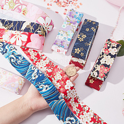 12 Yards 12 Colors Japanese Kimono Style Floral Cotton Ribbon&nbsp;OCOR-GF0001-70