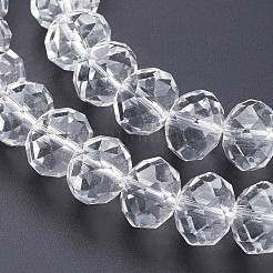 変色防止の手作りガラスビーズ  ファセットロンデル  透明  16x12mm  穴：1mm  約48個/連&nbsp;G02YI016