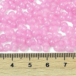 透明な色のガラスシードビーズ  キノコ  ショッキングピンク  5.5x4.5mm  穴：1mm  4150個/ポンド&nbsp;SEED-R001-01F