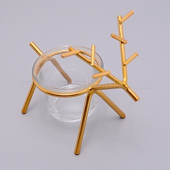 鉄キャンドルホルダー  ガラス瓶と  鹿  ゴールド  77x65x116mm  穴：44mm&nbsp;DJEW-WH0032-35A