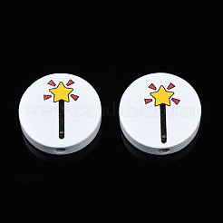 Halloween Printed Natural Wood Beads&nbsp;WOOD-T021-102