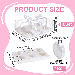 6Pcs Folding Paper Cupcake Storage Boxes with Clear Lids&nbsp;CON-UN0001-05A