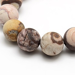 Natural Frosted Zebra Jasper Round Bead Strands&nbsp;G-M064-10mm-03