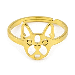 201ステンレススチール製調節可能な女性用リング  動物/メモ/サッカー  犬  12.5mm  内径：18mm&nbsp;RJEW-D082-01A