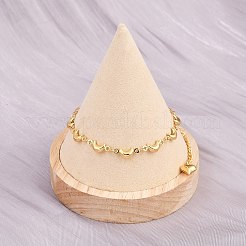 女性用304ステンレススチールリンクブレスレット  ムーン  ゴールドカラー  7-3/4インチ（19.6cm）&nbsp;BJEW-D359-07G