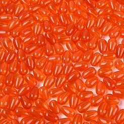 透明ガラスビーズ  ティアドロップ  レッドオレンジ  6x4x4mm  穴：1mm  約6666個/1000g&nbsp;GLAA-Q113-01A-A05