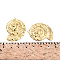 イオンプレーティング（IP）304ステンレスペンダント  螺旋状の貝殻チャーム  18KGP本金メッキ  36x27x5mm  穴：1.6mm&nbsp;STAS-U014-33G