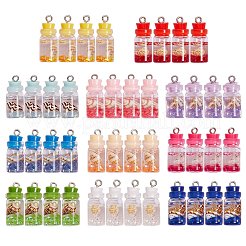 44個11色ガラスペンダント  樹脂フィラー＆コテ出し付  コラム  ミックスカラー  25x10mm  4個/カラー&nbsp;GLAA-SZ0001-25