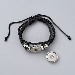 PU Leather Braided Triple Layer Multi-layer Bracelet Findings&nbsp;DIY-WH0430-110F