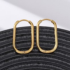 201 ステンレススチールフープピアス  316サージカルステンレススチールピン付き  18KGP本金メッキ  オーバル  25.5x15.5x2mm&nbsp;EJEW-Z127-01G-02