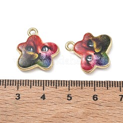 プリント合金ペンダント  猫の顔の形をした花のチャーム  ゴールドカラー  カラフル  18.5x17.5x4mm  穴：1.8mm&nbsp;AL-CBAA9B8-01B-G
