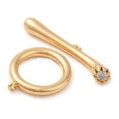 Brass Pave Clear Cubic Zirconia Toggle Clasps&nbsp;KK-M270-01G