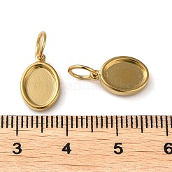 304ステンレススチールペンダントカボションセッティング  丸カン付き  オーバル  イオンプレーティング（ip）  18KGP本金メッキ  トレイ：8x6mm  12x8x2mm  穴：4mm&nbsp;X-STAS-Q308-01G