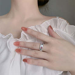Brass Enamel Cuff Open Rings for Women&nbsp;WG9C2C8-01