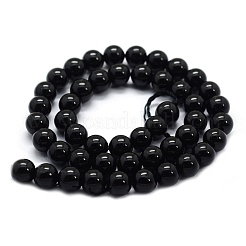 天然石ブラックトルマリンビーズ連売り  グレードA  ラウンド  6mm  穴：0.8mm  約60~62個/連  15.2インチ（38.3cm）&nbsp;G-G763-01-6mm-A