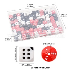 90個3色アクリルビーズ  サイコロ  ミックスカラー  9.5x9.5x9.5mm  穴：2.5mm  30個/カラー&nbsp;OACR-FS0002-47