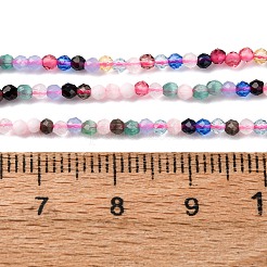 キャッツアイビーズ連売り  ラウンド  多面カット  カラフル  2mm  穴：0.5mm  約174~196個/連  14.17~14.57インチ（36~37cm）&nbsp;CE-I005-A50