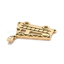 PVD真空メッキ304ステンレスペンダント  消防トラック  ゴールドカラー  21.5x28.5x1.5mm  穴：5x3mm&nbsp;STAS-A058-01G