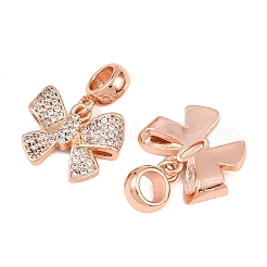 Brass Micro Pave Cubic Zirconia European Dangle Charms&nbsp;ZIRC-E163-15RG