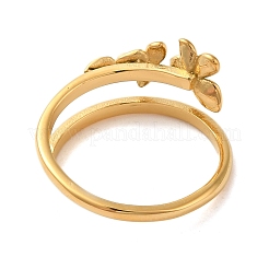 304ステンレスリング  花  18KGP本金メッキ  内径：18mm&nbsp;RJEW-E293-01G