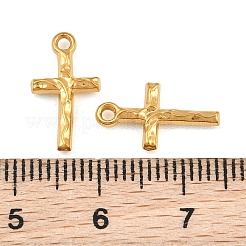 304ステンレスペンダント  イオンプレーティング（ip）  槌目模様の十字架チャーム  ゴールドカラー  15x8.5x3mm  穴：1.4mm&nbsp;SA-CBA9E6A-10B-G