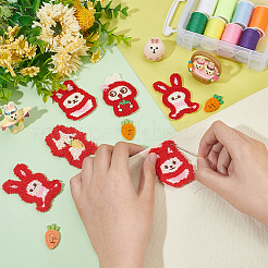 イースターのウサギとニンジンの糸で編んだアップリケ36個、9つのスタイル  ポリエステルコンピュータ刺繍布を縫い付ける装飾アクセサリー  ミックスカラー  28~61x15~42x3~3.5mm  4個/スタイル&nbsp;PATC-FG0001-76