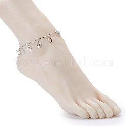 Tarnish Resistant 304 Stainless Steel Peace Sign Charm Anklets&nbsp;AJEW-AN00394-02
