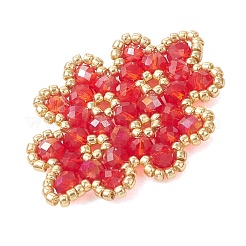 Woven Glass Beaded Connector Charms&nbsp;PALLOY-MZ01201
