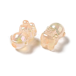 UVメッキレインボー虹色アクリルビーズ  宇宙飛行士  桃パフ  20x14x13.5mm  穴：3.5mm&nbsp;PACR-M002-06A
