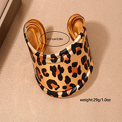 Leopard Print Pattern Alloy Cuff Bangles & Cuff Rings Sets&nbsp;WGB08C8-02