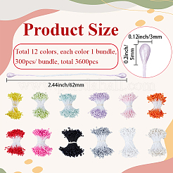 12袋 12色石膏花芯  ミックスカラー  62x3mm  1袋/色&nbsp;DIY-GF0014-63