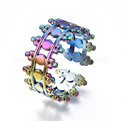 304ステンレススチール中空ワイドバンドカフリング  女性のためのレインボーカラーオープンリング  usサイズ10（19.8mm）&nbsp;RJEW-N038-071