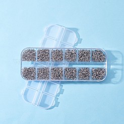 変色防止混合304ステンレススチール丸カン  ラウンド  ステンレス鋼色  20~21ゲージ  4~6x0.7~0.8mm  内径：2.6~4.4mm  約10グラム/ 2compartment&nbsp;STAS-X0014-B