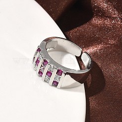 Brass Micro Pave Cubic Zirconia Cuff Open Rings&nbsp;RJEW-C158-04P