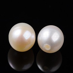 天然な培養された淡水パールビーズ  片穴  グレードAA  ライス  ホワイト  直径約6~8mm  穴：0.9mm&nbsp;OB007