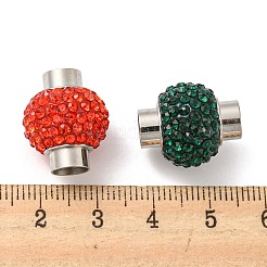 304ステンレススチール製マグネット留め具  ポリマークレイラインストーンビーズで  グレードA  ロンデル  ミックスカラー  18x16mm  内径：6mm&nbsp;STAS-E042-6mm-M