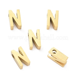 イオンプレーティング（IP）304ステンレススチールチャーム  アルファベット  ゴールドカラー  文字.n  8x4.5x3mm  穴：1.8mm&nbsp;STAS-K216-41N-G