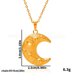 304ステンレススチール製三日月ペンダントネックレス（女性用）  18KGP本金メッキ  17.72インチ（45cm）&nbsp;OI7601-2