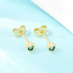 Brass Micro Pave Cubic Zirconia Stud Earrings&nbsp;EJEW-F405-22A-G