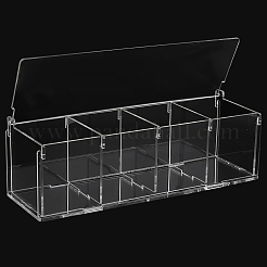 アクリルビーズコンテナ  4のコンパートメント  ブラインドボックス人形用  長方形  ホワイト  31.5x10x10cm  8.6x7cmに収まる  約9個/セット&nbsp;CON-WH0094-01