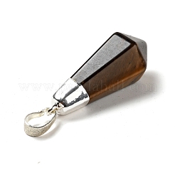 天然混合石尖ったペンダント  シルバートーン真鍮パーツ  弾丸  35~36.5x13~13.5x12mm  穴：5x7mm&nbsp;G-P474-02S